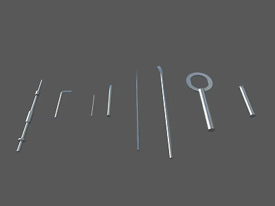 Industrial Equipment Metal Components with Various Shapes Rods Hooks and Circular Tools 3d model