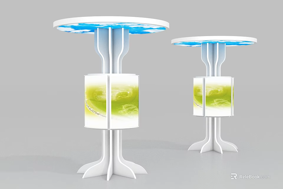 Modern White Display Shelves With Round Top Blue Lighting And Transparent Showcase 3d model 