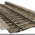 Railway Tracks With Wooden Sleepers Gravel Bed And Concrete Side Structures