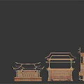 Traditional Chinese Architecture Wooden Model Components With Roof And Frame Structures