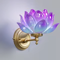 Unique shaped Wall Lamp with Lotus Petals Purple Pink Gradient Golden Metal Base Mounted on Wall