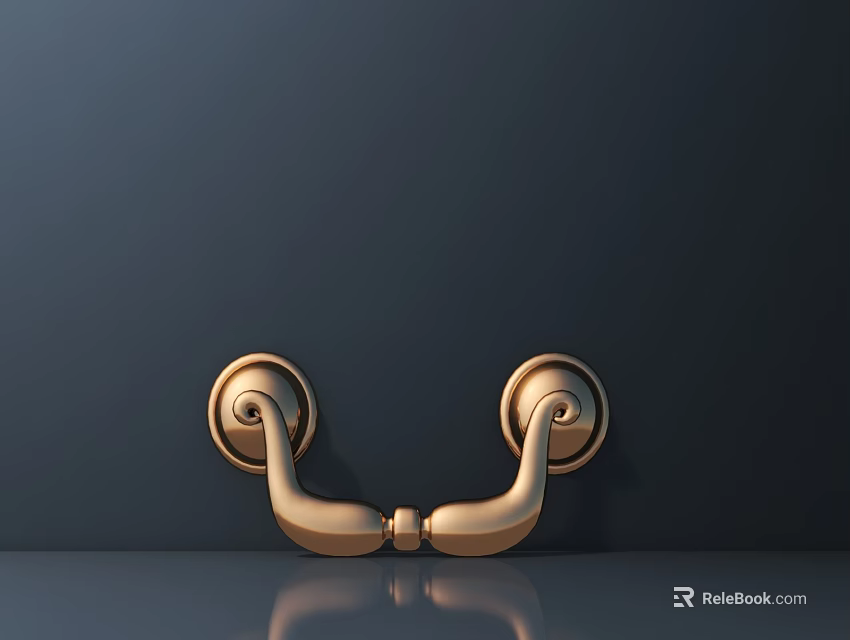 Golden Metal Door Handle Design With Shiny Surface On Dark Background 3d model 