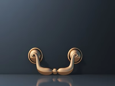 Golden Metal Door Handle Design With Shiny Surface On Dark Background 3d model