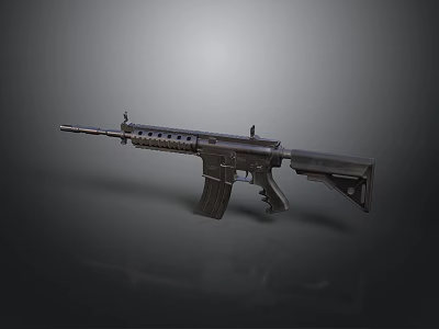 Black Tactical Assault Rifle Modern Military Weapon With Barrel And Magazine 3d model