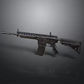 Black Tactical Assault Rifle Modern Military Weapon With Barrel And Magazine