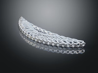 Exquisite Silver Curved Sculpture Carving with Intricate Hollow Patterns Metallic Texture And Reflection 3d model
