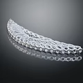 Exquisite Silver Curved Sculpture Carving with Intricate Hollow Patterns Metallic Texture And Reflection