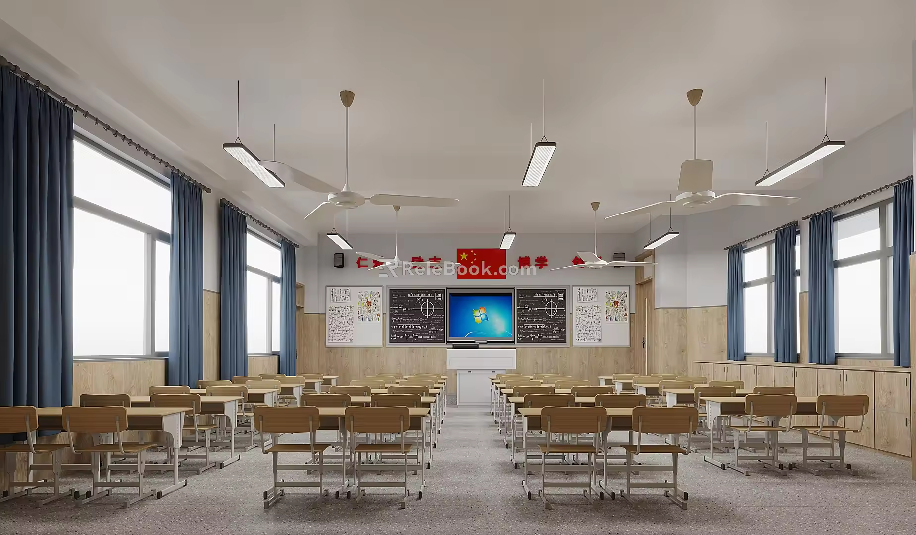 Student classroom teaching all-in-one smart campus classroom 3d model
