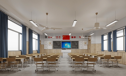 Student classroom teaching all-in-one smart campus classroom 3d model