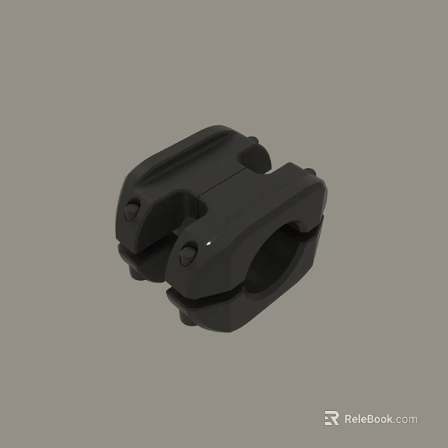 Black Plastic Clip Fastener With Dual Circular Holes For Secure Fixing 3d model 