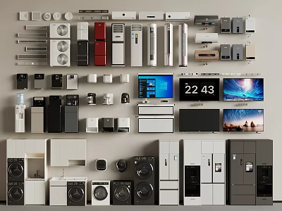 Various Home Appliances Including Refrigerators Washing Machines TVs And Air Conditioners 3d model