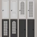 Various Interior Door Designs With White Black Glass Panel And Arch Styles 3d model