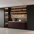 Modern Wine Cabinet With Glass Shelves LED Lighting And Decorative Patterns