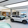 Modern 4S Shop Interior With Display Cars Customers And Bright Lighting
