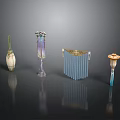 Various Decorative Ornaments With Glass Ceramic Designs And Colorful Details For Home