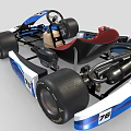 Blue and White Go Kart With Red Seat Black Wheels AKC Number 16