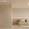 Cozy Modern Cream Style Living And Dining Room With Warm Ambient Lighting And Plush Sofas