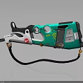 Futuristic Teal And White Blaster Weapon With Orange Accents Black Strap Modern Design