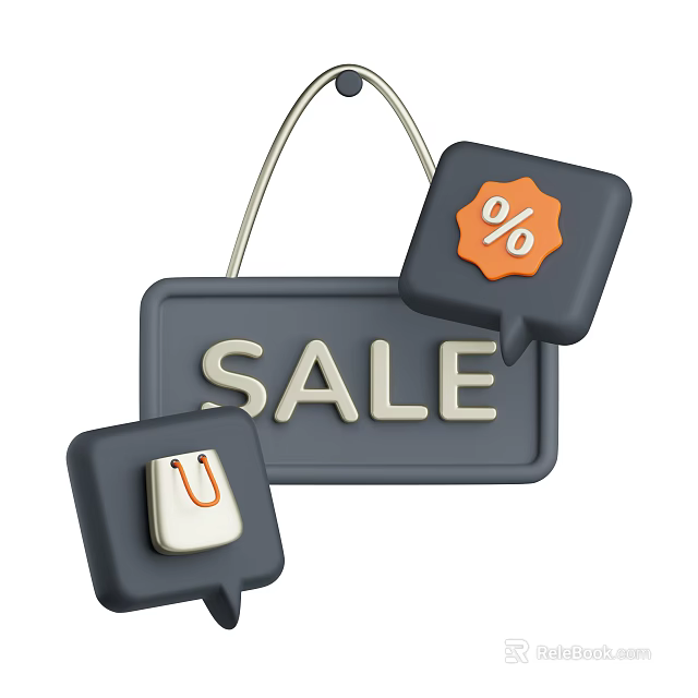 Decorative Ornament Set Featuring Speech Bubble Design Percentage Discount And U Shaped Magnet 3d model 