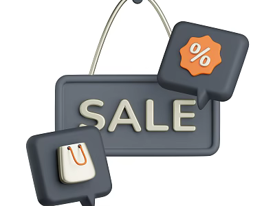 Decorative Ornament Set Featuring Speech Bubble Design Percentage Discount And U Shaped Magnet 3d model