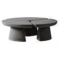 Elegant Modern Coffee Table With Round Dark Wood Top And Unique Pedestal Base