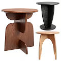 Modern Wooden Side Tables with Unique Structures and Curved Legs in Different Color Options
