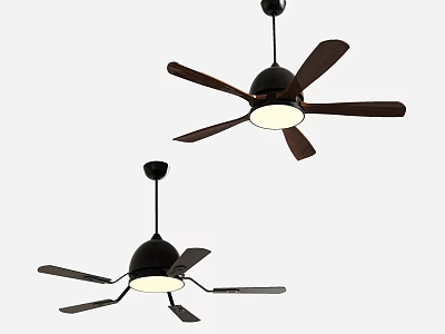 Stylish Modern Ceiling Fan With Light And Black Blades For Home Decor 3d model