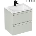 Sleek Modern White Bathroom Vanity With Ceramic Washbasin And Double Drawers