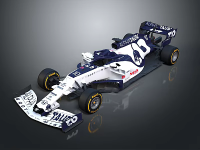 Williams F1 Race Car With Blue And White Livery And Sponsor Logos 3d model