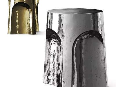 Modern Metal Coffee Table With Gold And Silver Finish Shiny Surface Arched Cutouts 3d model