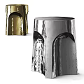 Modern Metal Coffee Table With Gold And Silver Finish Shiny Surface Arched Cutouts