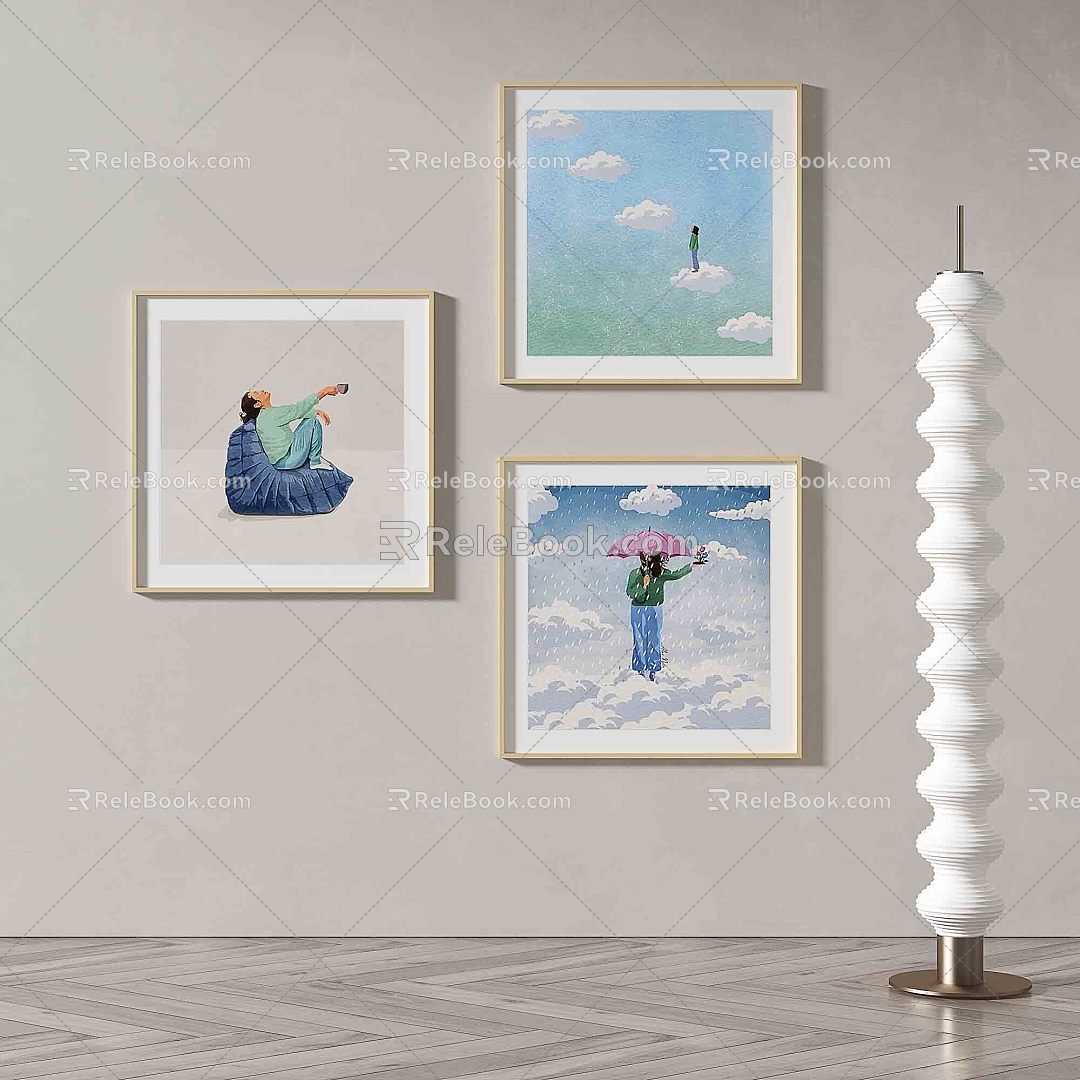 Modern minimalist decorative painting 3d model