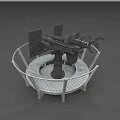Twin Barrel Anti Aircraft Gun With Rotating Platform For Military Defense