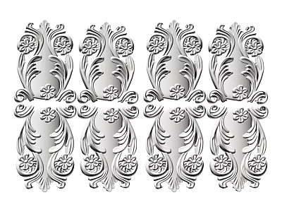 Exquisite Symmetric Carved Patterns Featuring Floral Swirl And Leaf Ornamental Designs For Decoration 3d model
