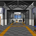Modern Automotive 4S Shop Interior With Maintenance Area Lifting Equipment And Tool Racks