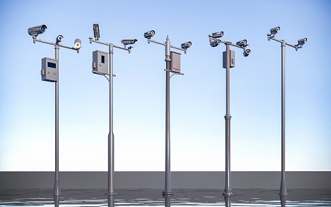 Monitor Security Camera Pole Monitor 3d model