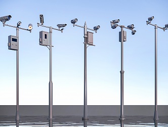 Monitor Security Camera Pole Monitor 3d model