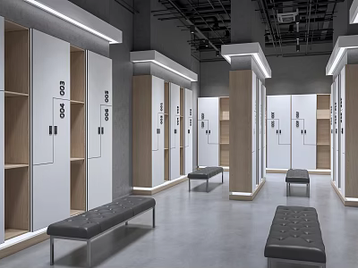 Modern Wardrobe Interior Design With Open Shelves Storage Cabinets And Benches 3d model