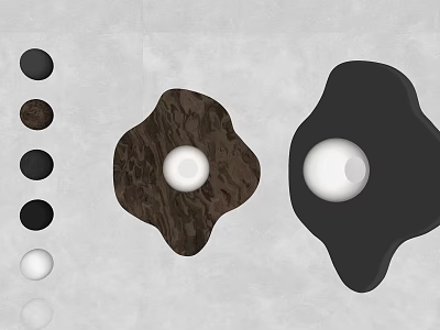 Decorative Irregular Wall Lamps In Black Dark Brown With Wood Grain Texture And White Globes 3d model