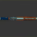 Vibrant Modern Weapon Featuring Red Blue Black Color Scheme and Sleek Design
