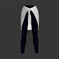 White Tied Apron With Dark Blue Leggings Stylish Modern Fashion Outfit