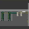 Transparent Display Case With Green Mechanical Equipment Yellow Pipes And Control Panel