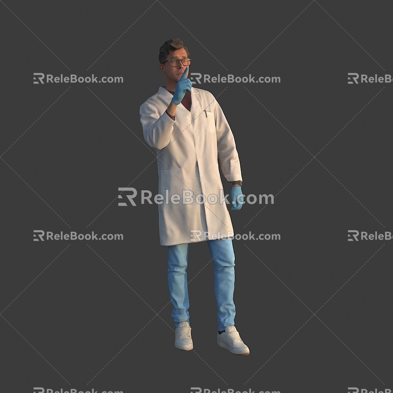 Foreign male doctors, nurses, researchers 3d model