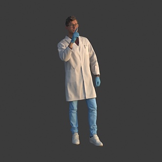 Foreign male doctors, nurses, researchers 3d model