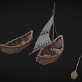 Traditional Handcrafted Wooden Sailing Boat With Carved Hull And Sail Design