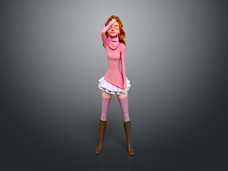 Modern Cartoon Girl Woman Female Beauty 3d model