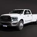 White Dodge Ram Heavy Duty Pickup Truck With Double Cab And Long Bed