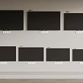 Multiple Wall Mounted TVs in Different Sizes Displayed in Modern Room 3d model
