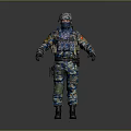 Colorful Camouflage Uniformed Military Soldier with Tactical Helmet Face Mask Vest Gloves and Boots