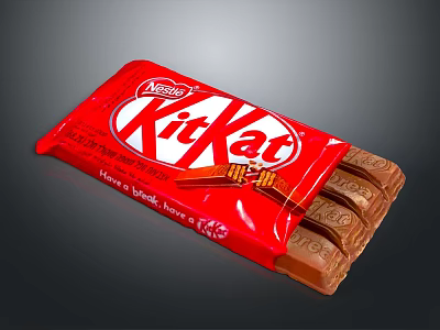Nestle KitKat Delicious Chocolate Bar in Red Packaging with Break Slogan and Crispy Layers 3d model